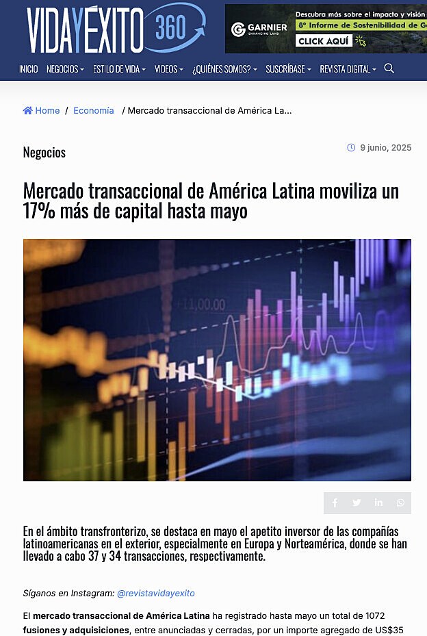 Mercado transaccional de Amrica Latina moviliza un 17% ms de capital hasta mayo